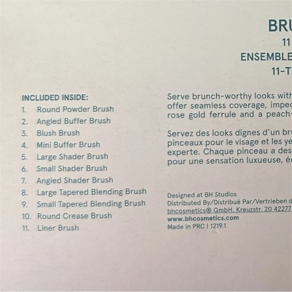 BH Cosmetics Weekend Vibes Brunch Bunch 11 Piece Full Size Makeup Brush Set -NIB